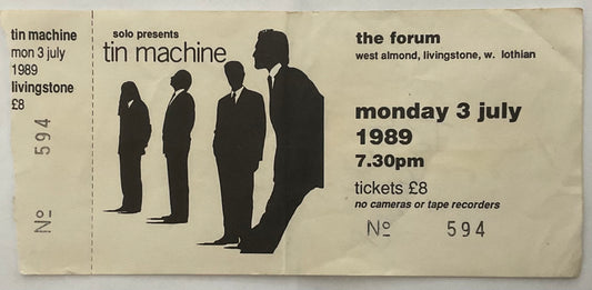 David Bowie Tin Machine Original Unused Concert Ticket Forum Livingstone 3rd Jul 1989