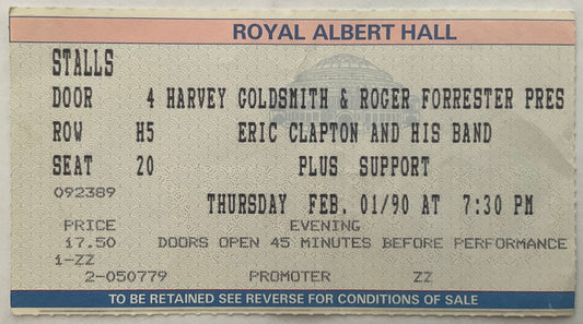 Eric Clapton Original Used Concert Ticket Royal Albert Hall London 1st Feb 1990