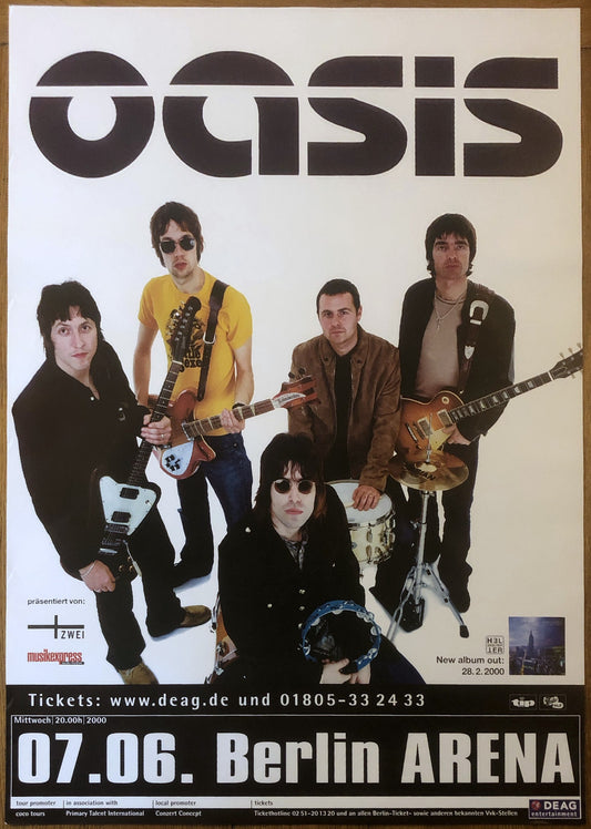Oasis Original Concert Tour Gig Poster Berlin Arena 7th June 2000