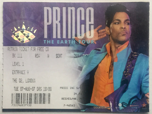 Prince Original Used Concert Ticket O2 Arena London 7th Aug 2007