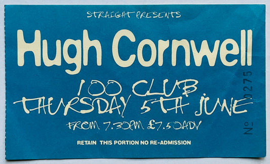 Stranglers Hugh Cornwell Original Used Concert Ticket 100 Club London 5th Jun 1997