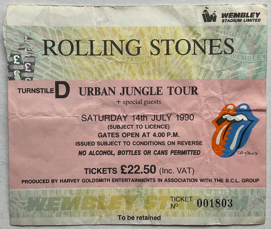 Rolling Stones Original Used Concert Ticket Wembley Stadium London 14th July 1990