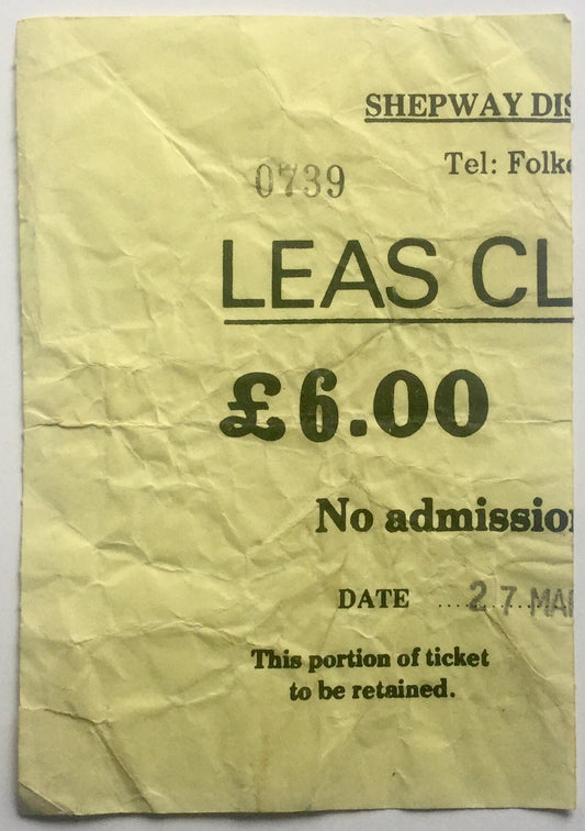 Stranglers Original Used Concert Ticket Leas Cliff Hall Folkestone 27th March 1987