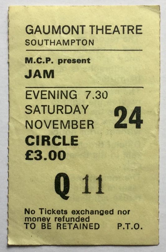 Jam Original Used Concert Ticket Gaumont Theatre Southampton 24th Nov 1979