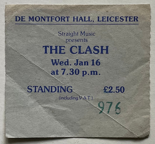Clash Original Used Concert Ticket De Montfort Hall Leicester 16th Jan 1980