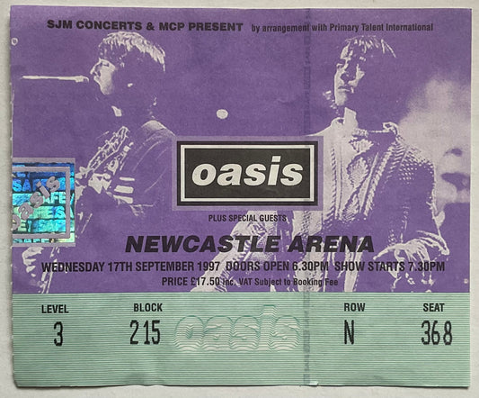 Oasis Original Used Concert Ticket Newcastle Arena 17th Sep 1997