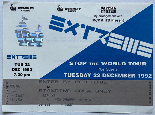 Extreme Original Unused Concert Ticket Wembley Arena London 22nd Dec 1992