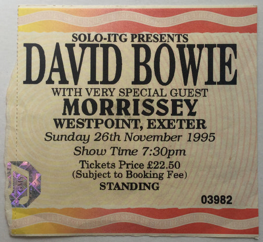 David Bowie Morrissey Original Used Concert Ticket Westpoint Exeter 26th Nov 1995