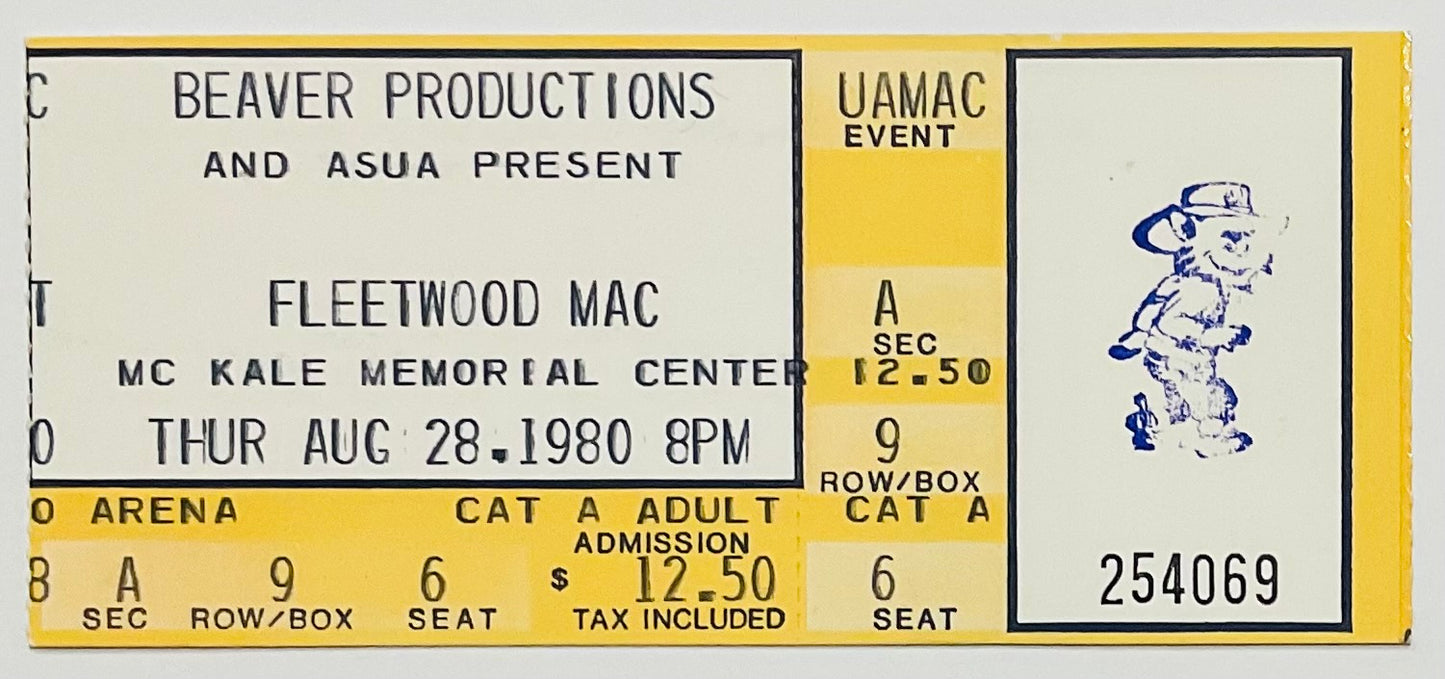 Fleetwood Mac Original Unused Concert Ticket McKale Memorial Center Tuscon 28th Aug 1980