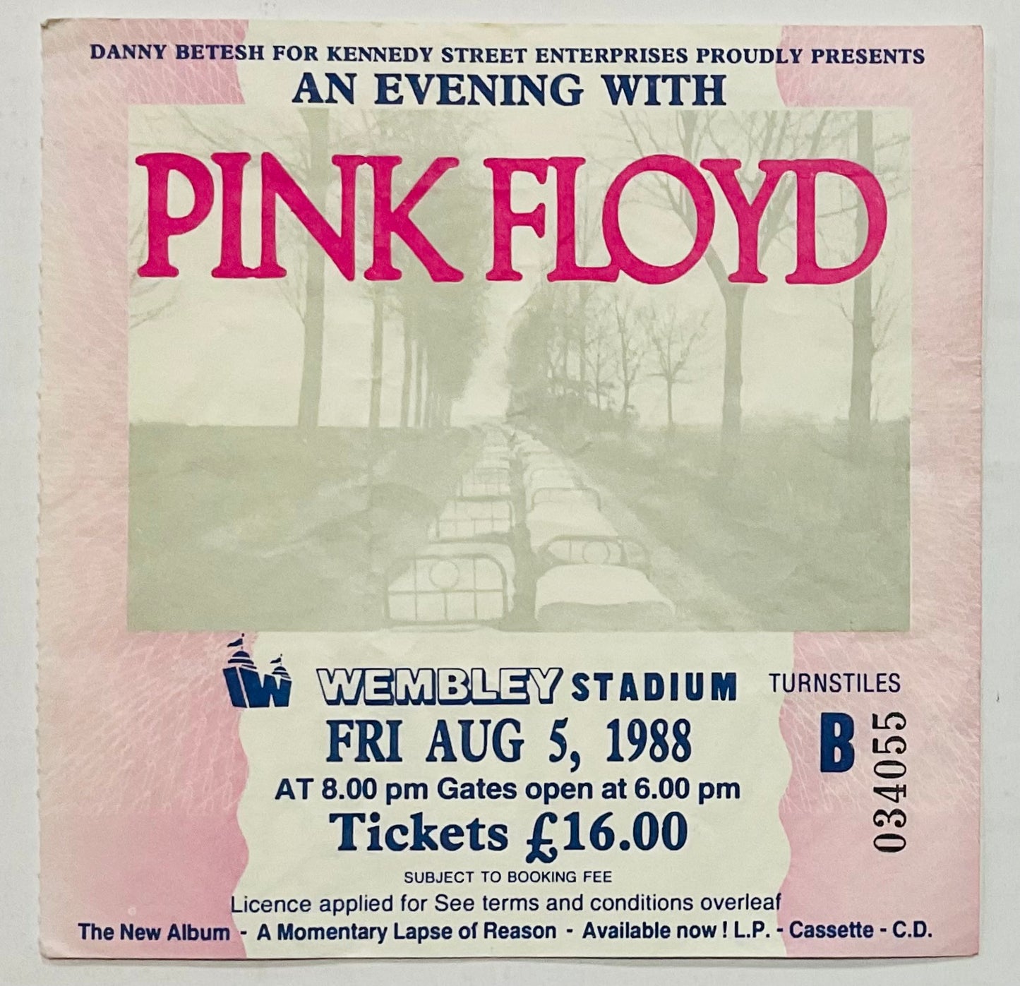 Pink Floyd Used Concert Ticket Wembley Stadium London 5th Aug 1988