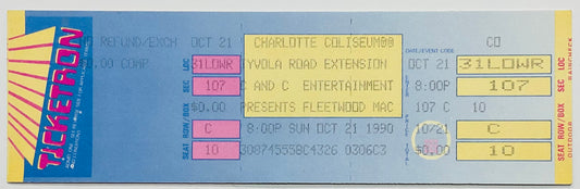 Fleetwood Mac Original Unused Concert Ticket Charlotte Coliseum 21st Oct 1990