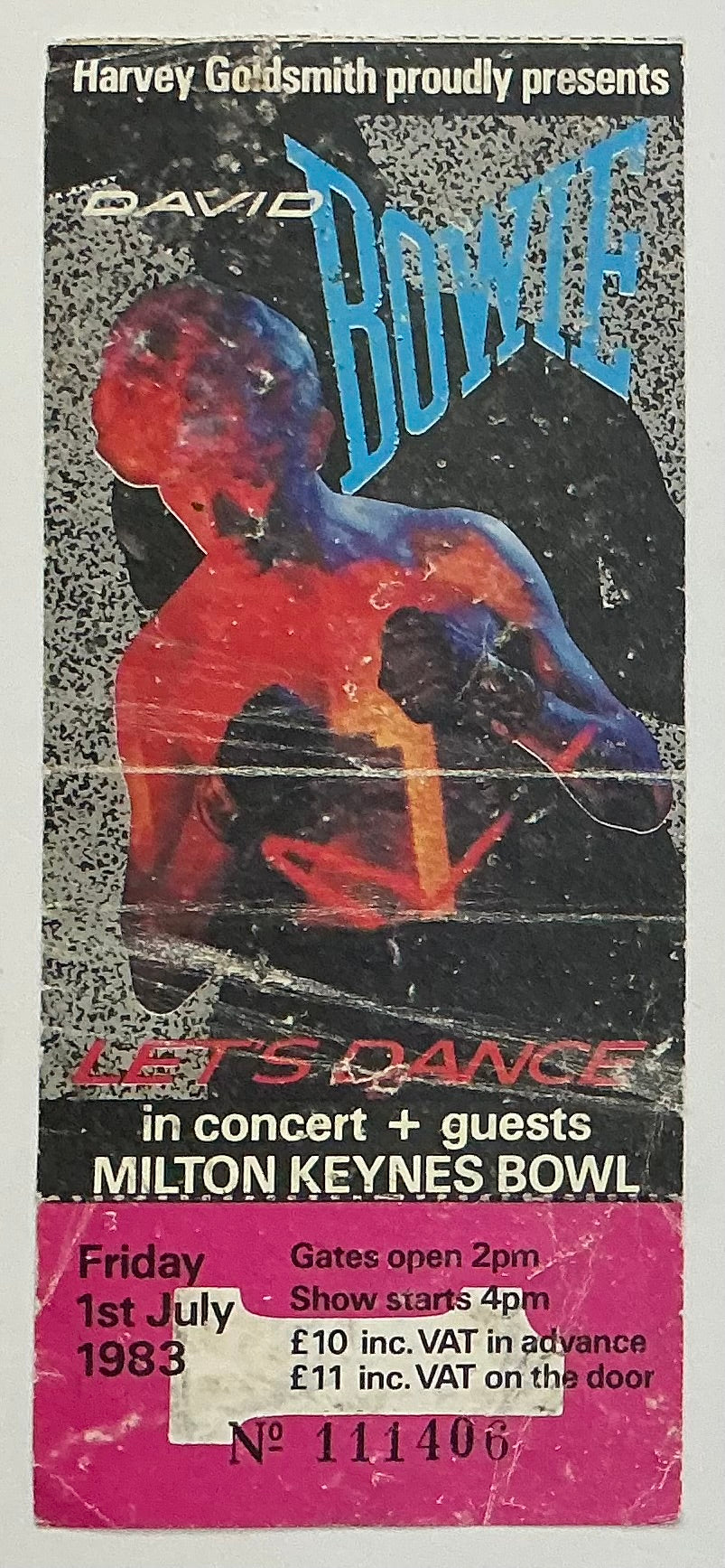David Bowie Original Unused Concert Ticket Milton Keynes Bowl 1st July 1983