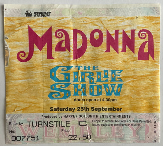 Madonna Original Used Concert Ticket Wembley Stadium London 25th Sept 1993