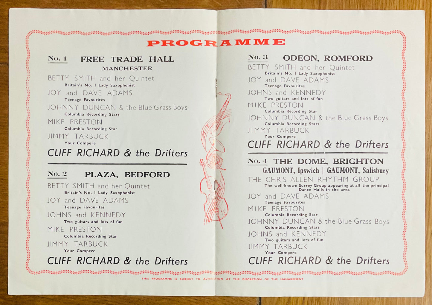 Cliff Richard & the Drifters Original Concert Programme UK Tour Jan 1959