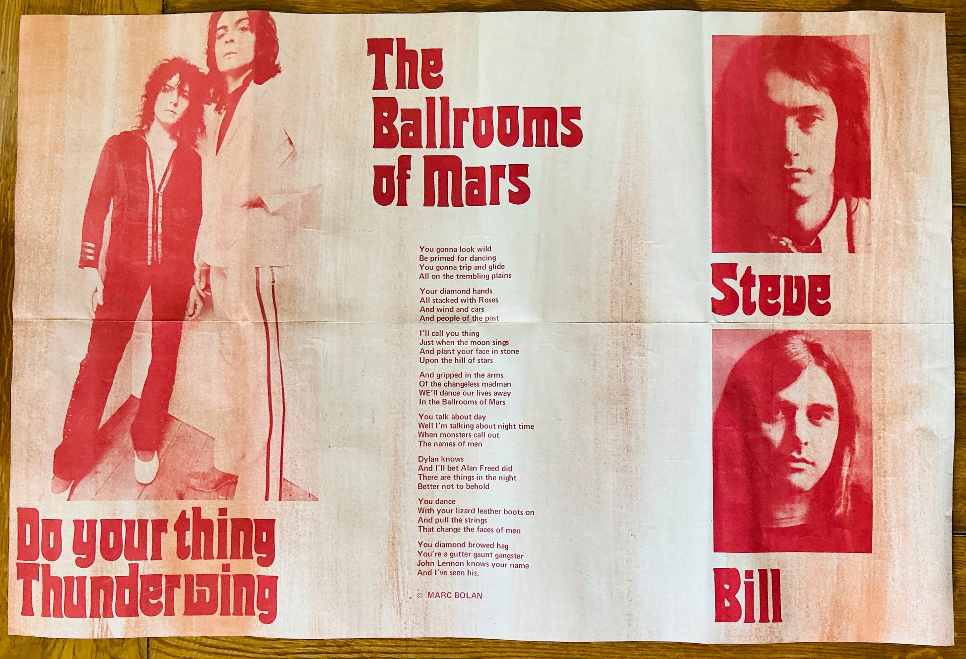 Marc Bolan T-Rex Original Concert Tour Gig Poster Autumn Tour 1972