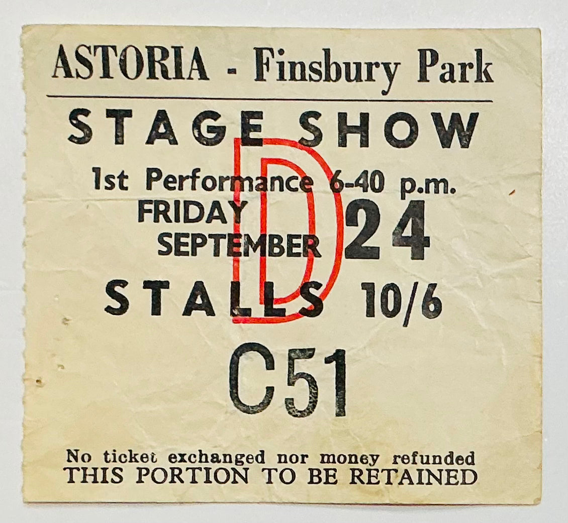 Rolling Stones Original Used Concert Ticket London Astoria 24th Sep 1965