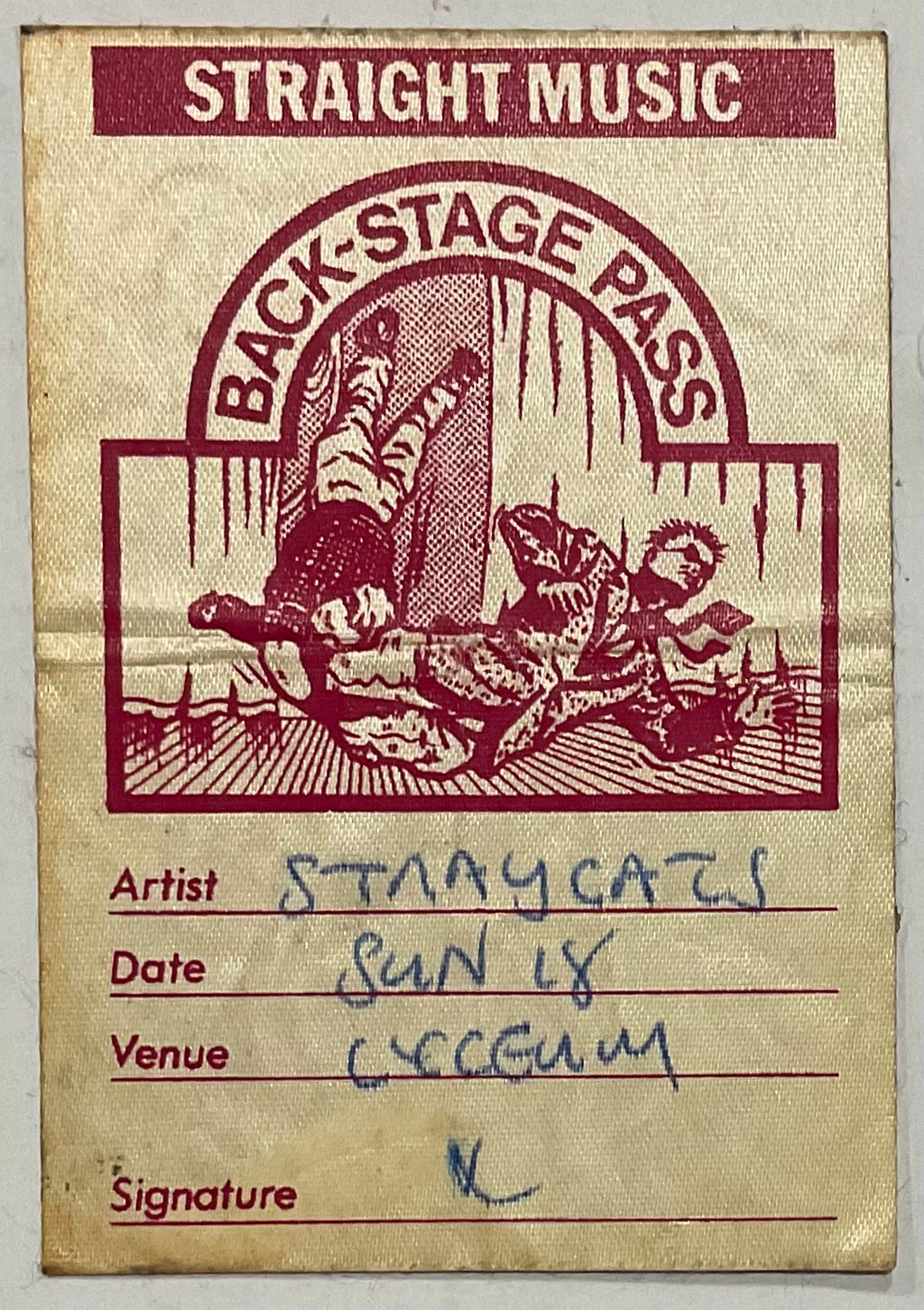 Stray Cats Original Unused Concert Backstage Pass Ticket Lyceum London 18th Sep 1983