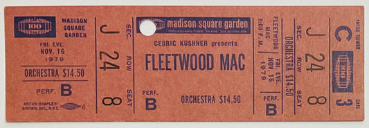 Fleetwood MAC Original Unused Concert Ticket Madison Square Garden New York 16th Nov 1979