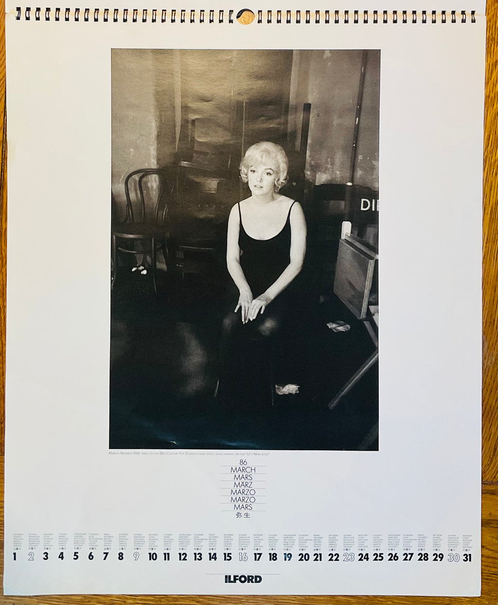 Bob Willoughby Original Unused Black/ White Ilford Pin Up Calendar 1986