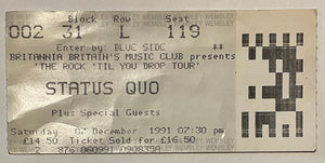 Status Quo Original Used Concert Ticket Wembley Arena London 7th Dec 1991