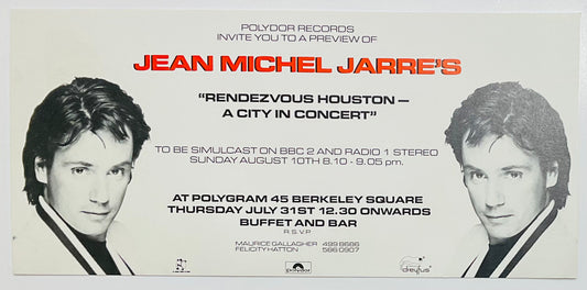 Jean Michel Jarre Rendezvous Houston Launch Party Invitation Ticket Legends London 2nd May 1985