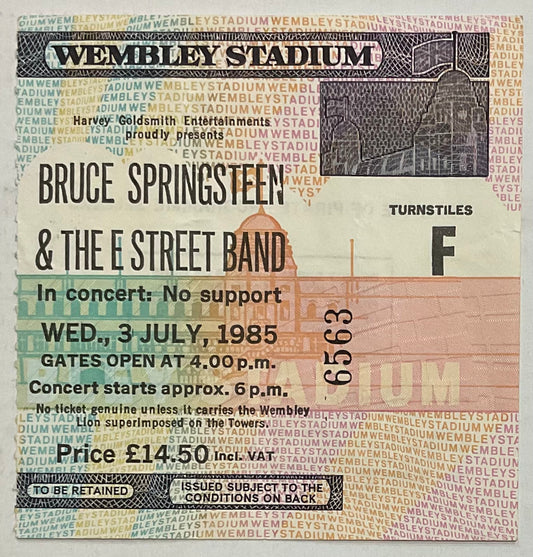 Bruce Springsteen Original Used Concert Ticket Wembley Stadium London 3rd July 1985