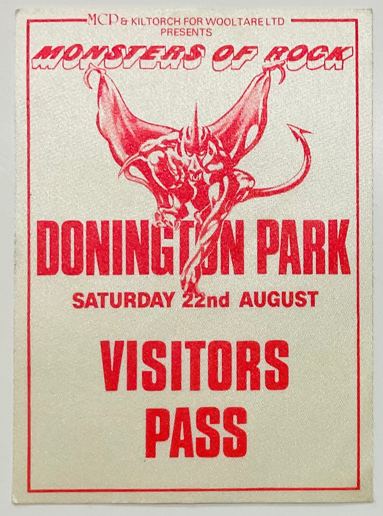 AC/DC Original Unused Concert Backstage Pass Ticket Donington Park Leicestershire 22nd Aug 1981