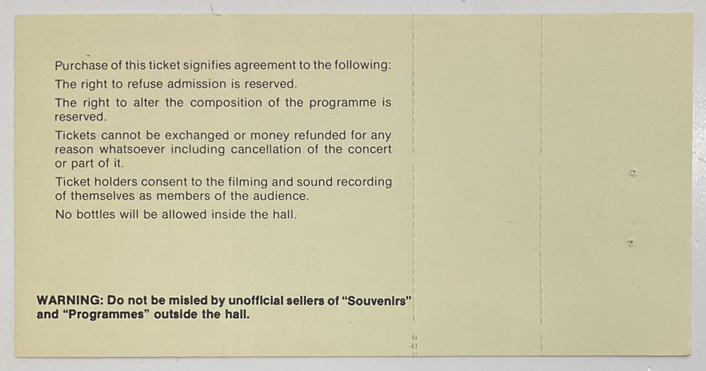 Stranglers Original Unused Concert Ticket Bingley Hall Stafford 30th May 1978