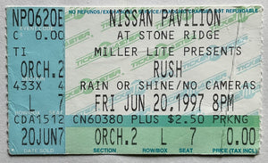 Rush Original Concert Ticket Nissan Pavilion Bristow 20th Jun 1997