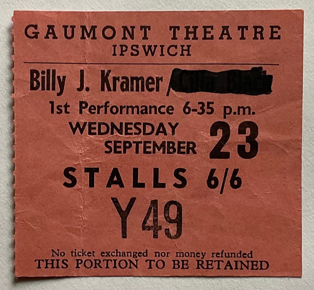 Yardbirds Eric Clapton Kinks Original Used Concert Ticket Gaumont Theatre Ipswich 23rd Sep 1964