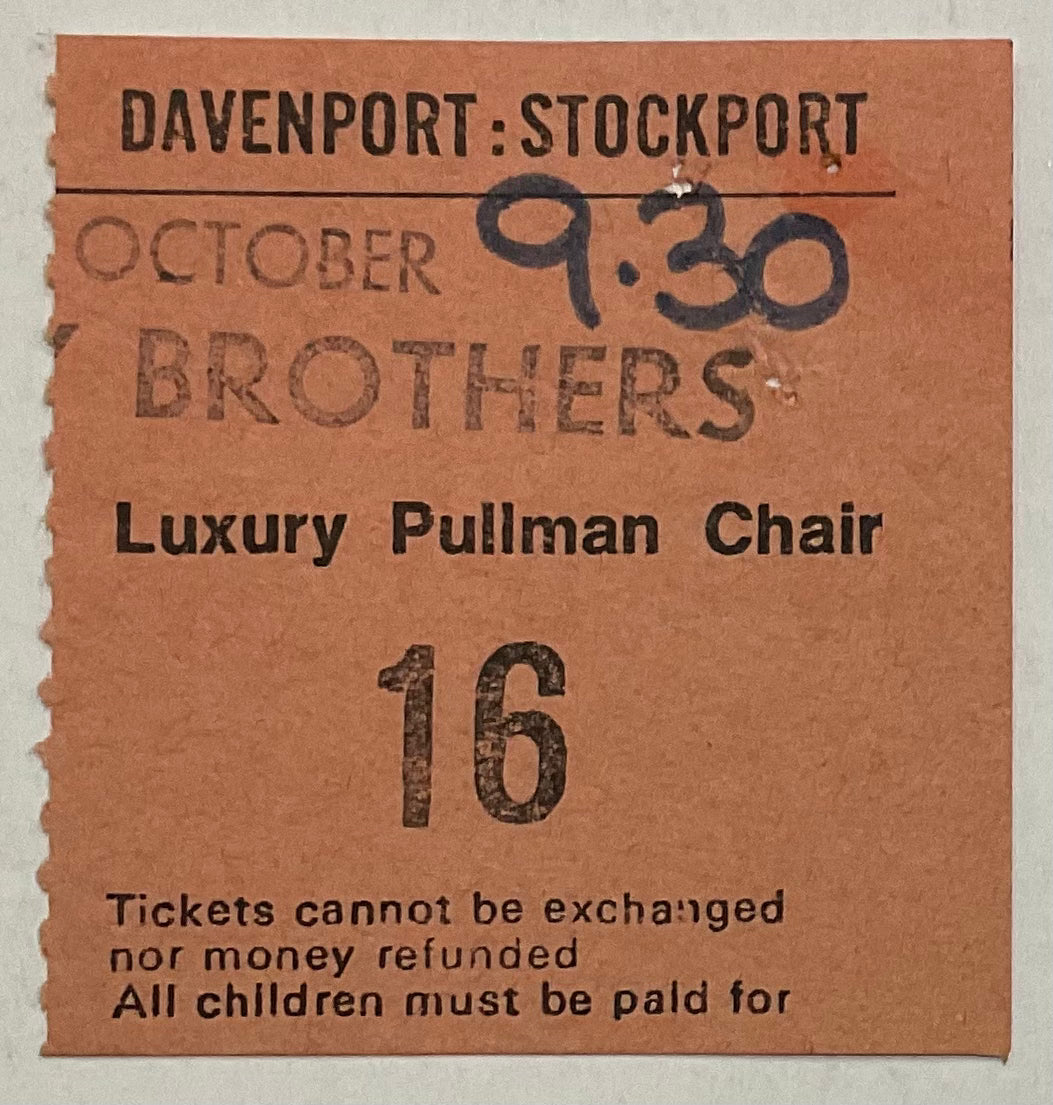 Everly Brothers Original Used Concert Ticket Davenport Theatre Southport 21st Oct 1987
