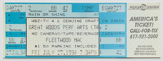 Fleetwood Mac Original Unused Concert Ticket Great Woods Center Mansfield 27th Jul 1990