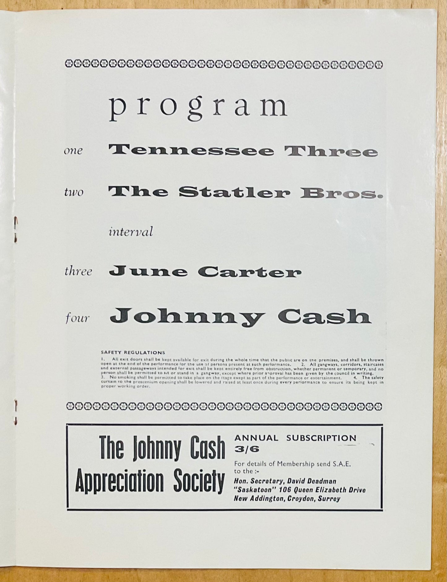 Johnny Cash June Turner Original Concert Programme UK Tour May 1966