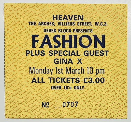 Fashion Original Used Concert Ticket Heaven London 1st Mar 1982