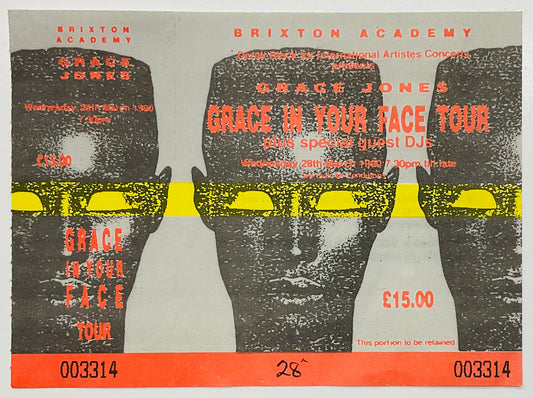 Grace Jones Original Unused Concert Ticket Brixton Academy London 28th Mar 1990