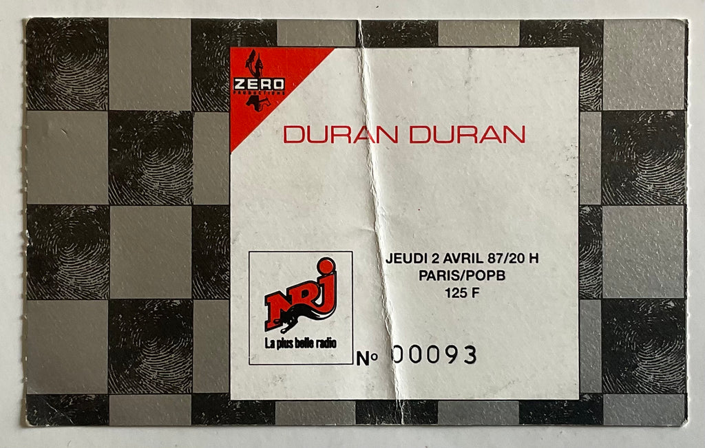 Duran Duran Original Used Concert Ticket Palais Omnisports de Paris Bercy 2nd Apr 1987