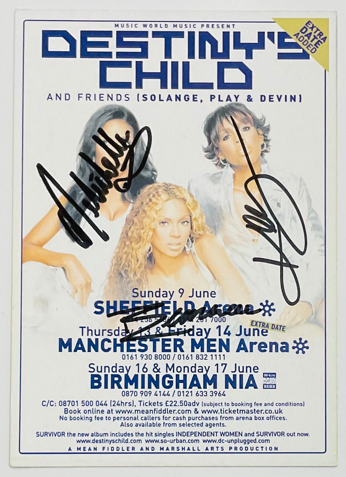 Destiny’s Child Original Signed Autographed Handbill Flyer UK Tour 2002