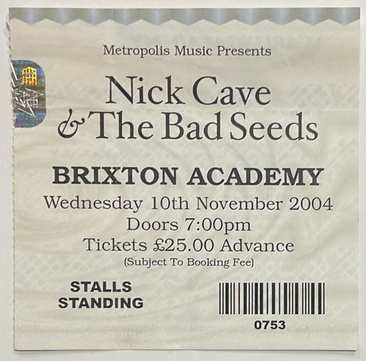 Nick Cave & The Bad Seeds Original Used Concert Ticket Brixton Academy London 10th Nov 2004