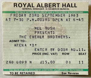 Everly Brothers Original Concert Ticket Royal Albert Hall London 23rd Sep 1983