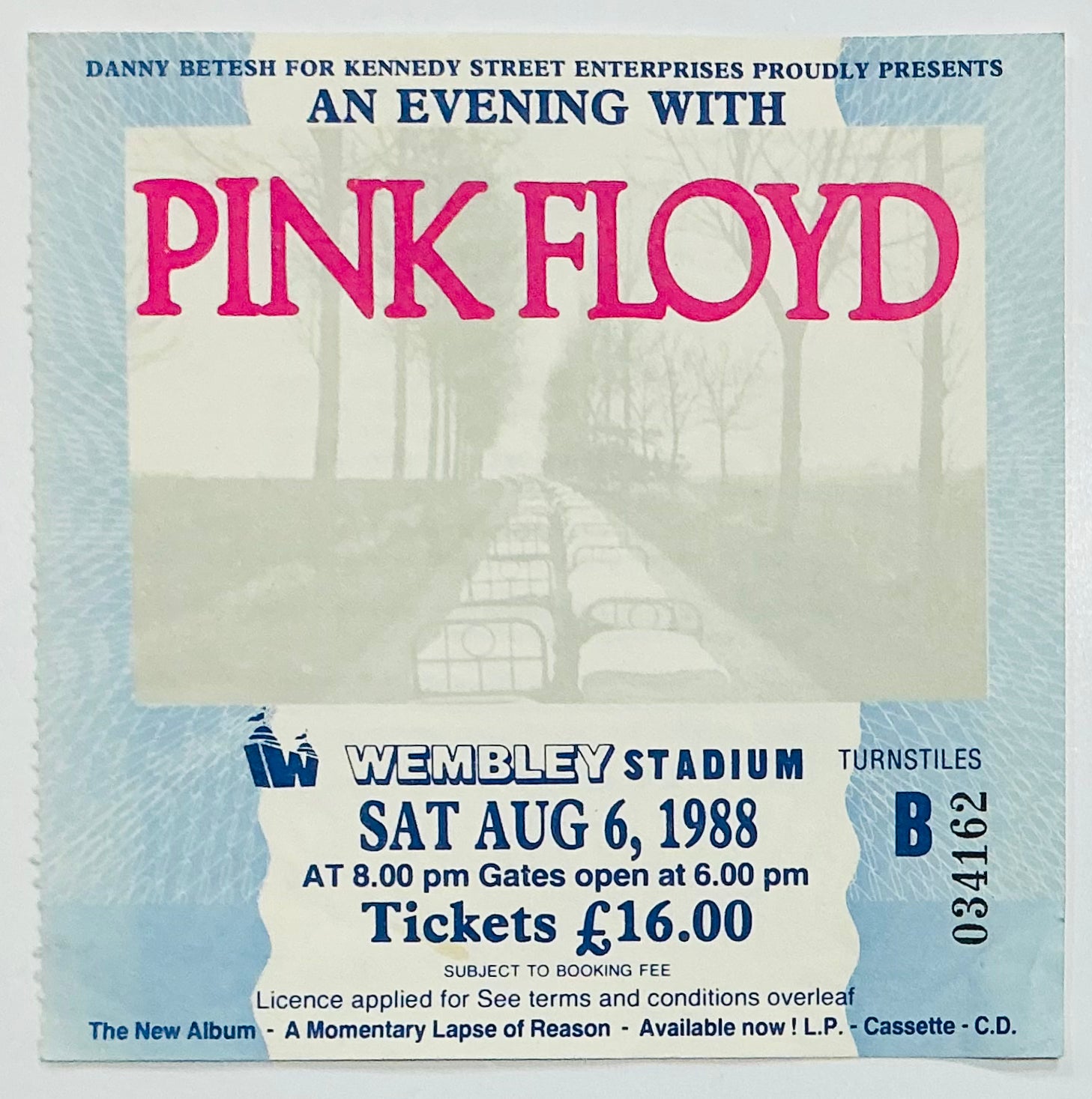 Pink Floyd Used Concert Ticket Wembley Stadium London 6th Aug 1988
