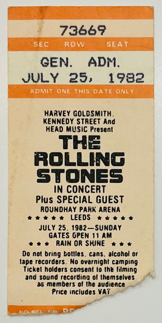 Rolling Stones Original Used Concert Ticket Roundhay Park Leeds 25th Jul 1982