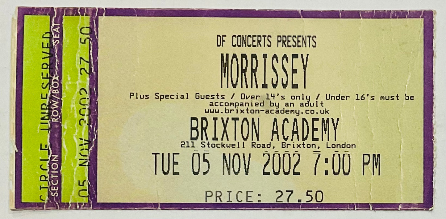 Morrissey Original Used Concert Ticket Brixton Academy London 5th Nov 2002