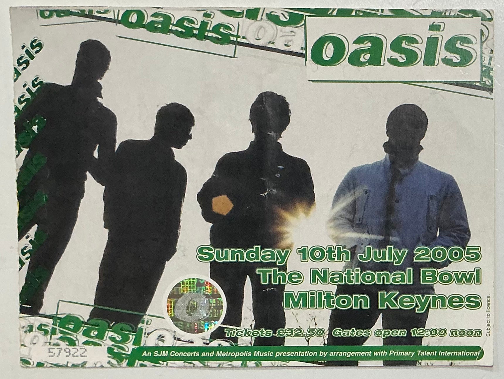 Oasis Original Used Concert Ticket National Bowl Milton Keynes 10th Jul 2005