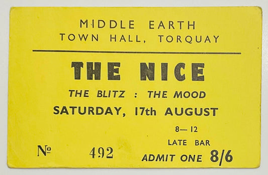 Nice Original Unused Concert Ticket Town Hall, Torquay 1968