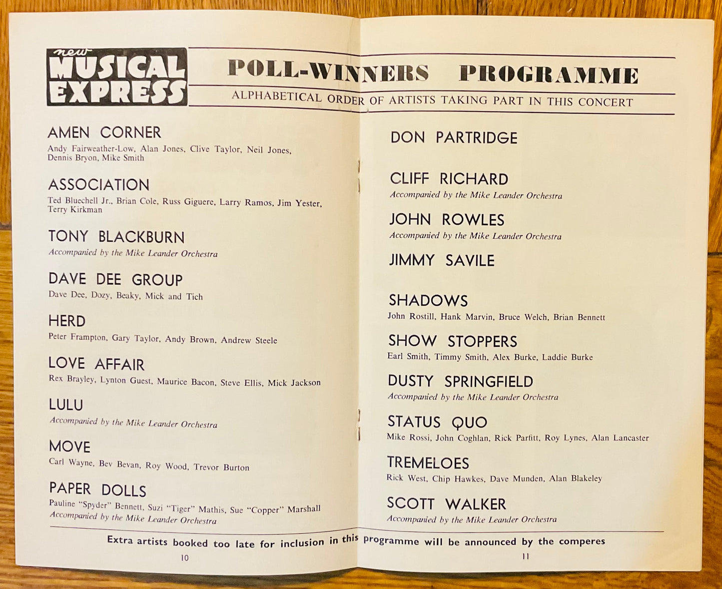 Rolling Stones Amen Corner Love Affair NME Poll Winners Programme 1968