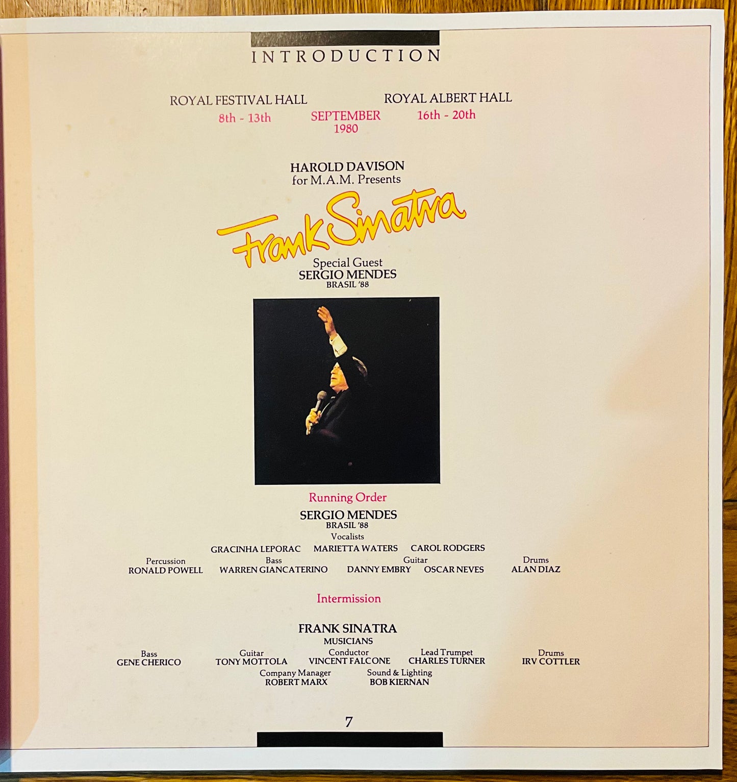 Frank Sinatra Original Concert Programme Royal Albert Festival Halls London Sep 1980