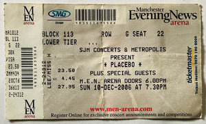 Placebo Original Unused Concert Ticket MEN Arena Manchester 10th Dec 2006