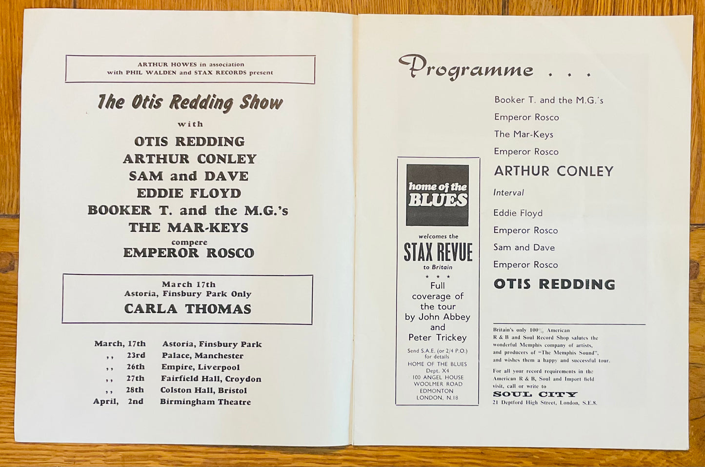 Otis Redding Booker T & the MGs Original Concert Programme & Flyer UK Tour 1967