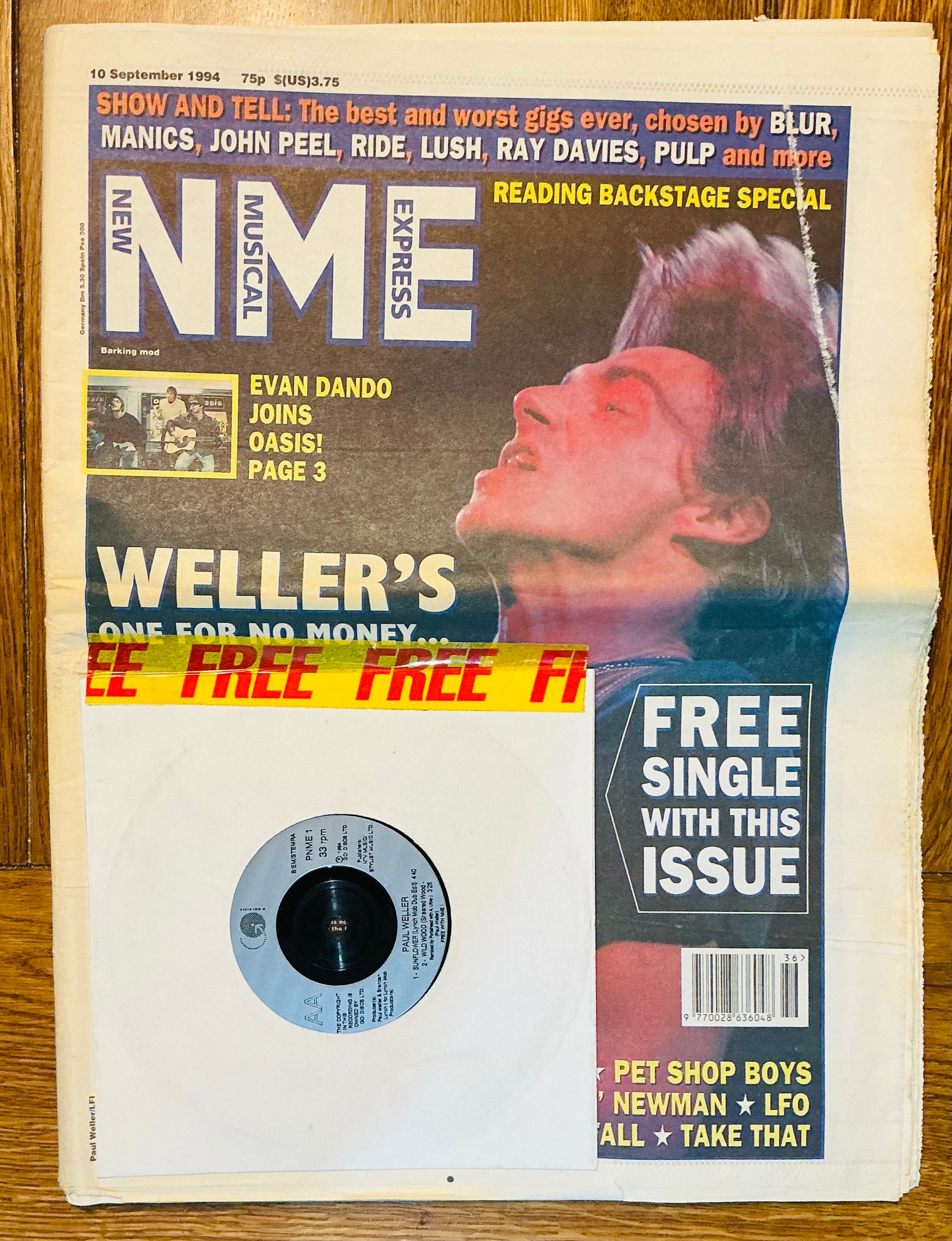 Paul Weller Shadow of the Sun 7" Vinyl 45 with New Music Express NME 10th Sep 1994