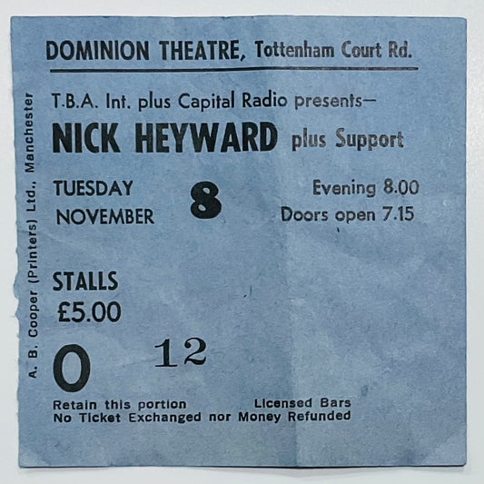 Nick Heyward Original Used Concert Ticket Dominion Theatre London 8th Nov 1983